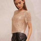 Gold Sequin Mesh Short Sleeve Top