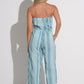 Blue Two Tone Strapless Jumper Romper