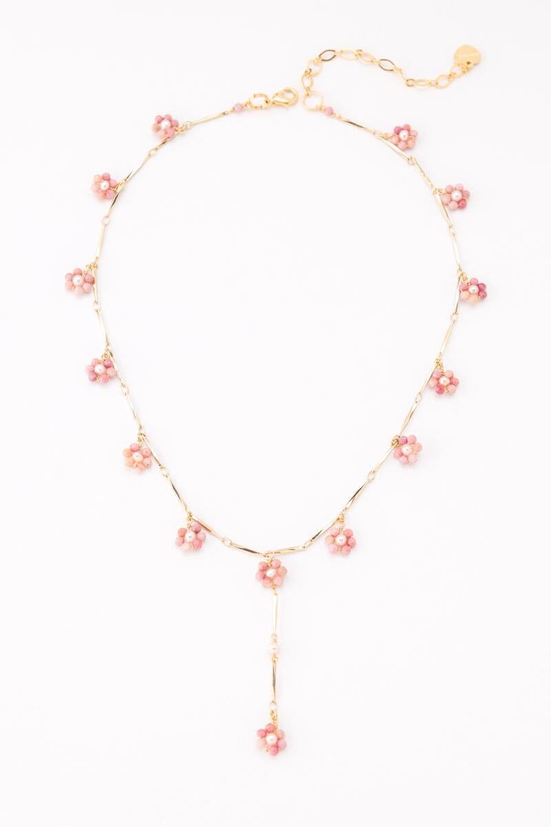Floral Pearl Dangle Necklace