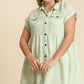 Frayed Hem Button Down Dress