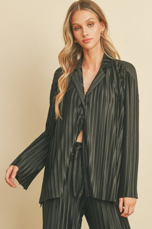 Pleated Button-Down Top