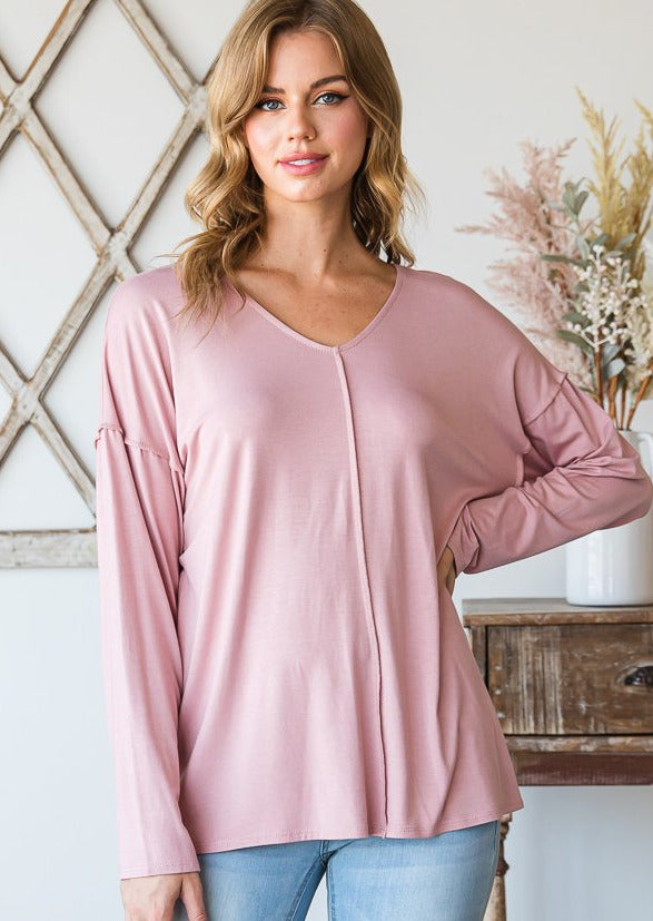 Silvia Long Sleeve Stitch Top (1X-3X)