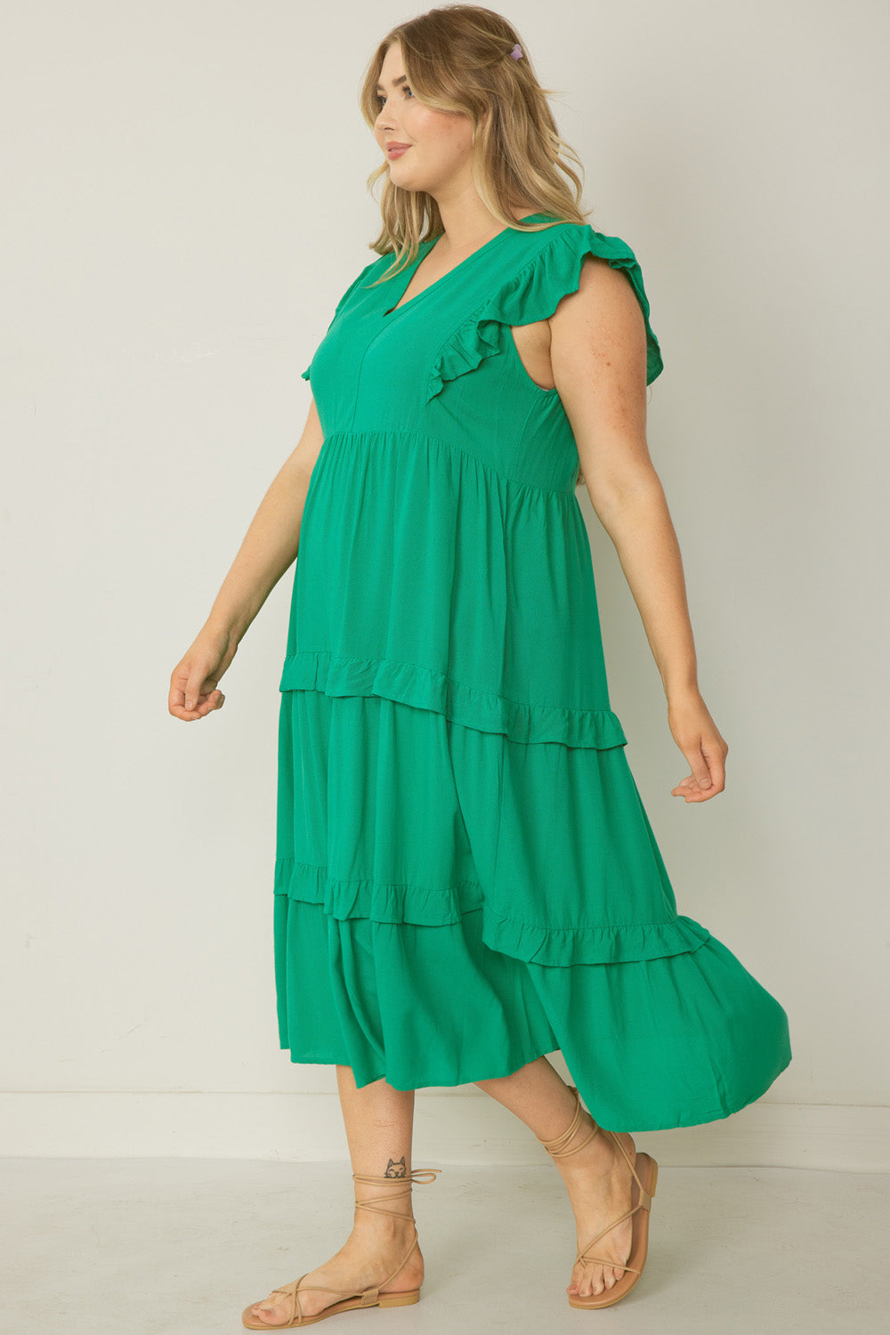 Ruffle Sleeve Smock Dress (Assorted Colors)