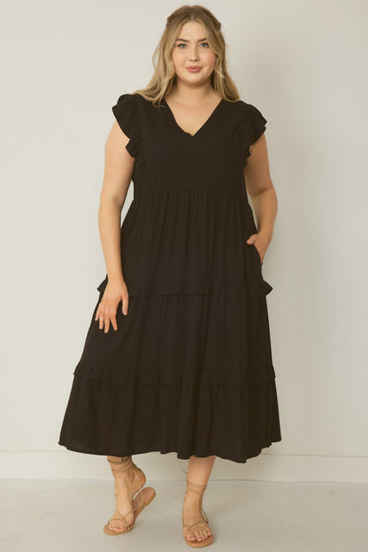Ruffle Sleeve Smock Dress (Assorted Colors)