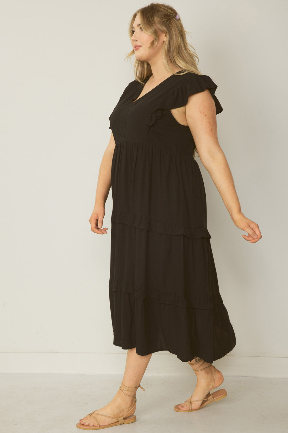 Ruffle Sleeve Smock Dress (Assorted Colors)