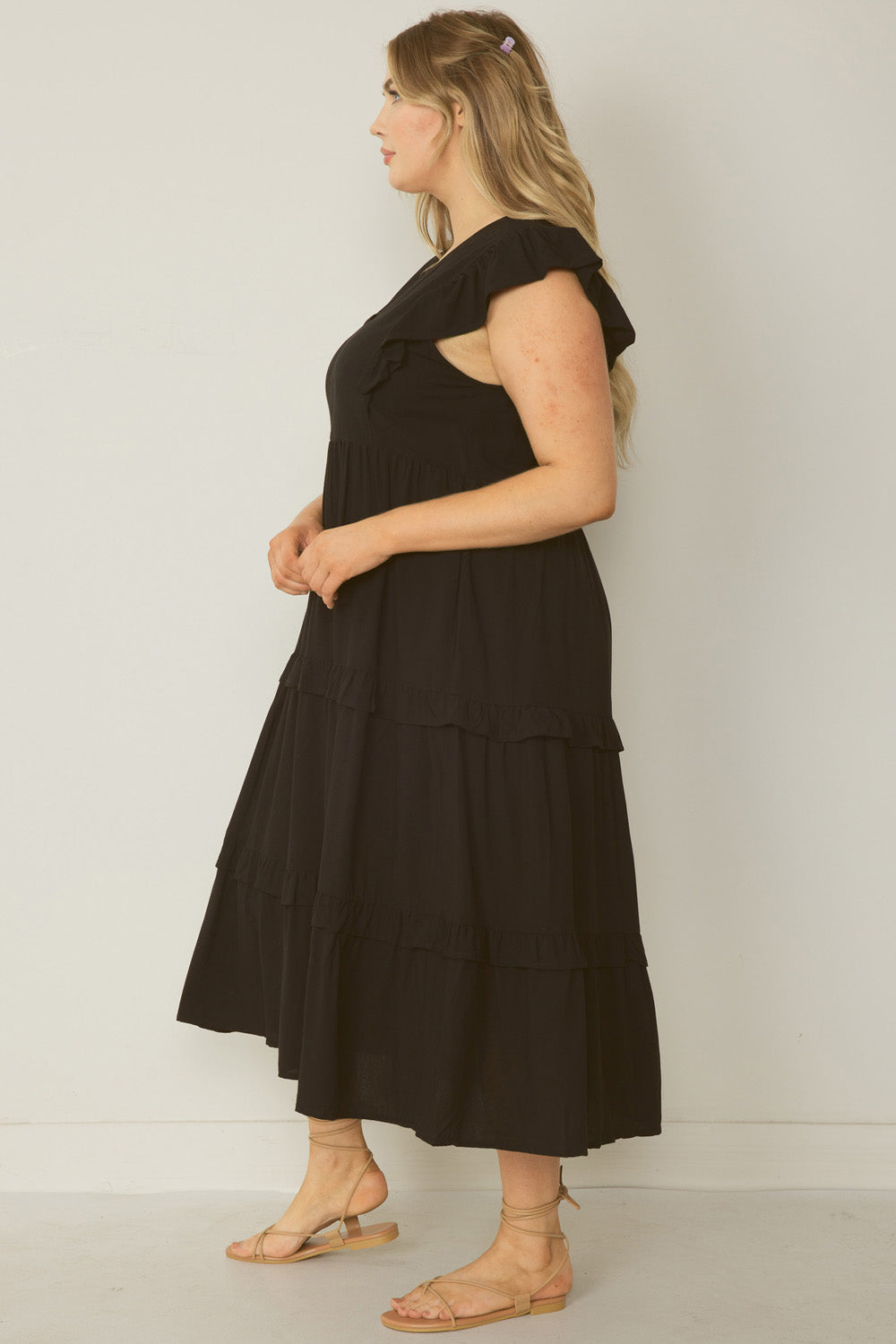 Ruffle Sleeve Smock Dress (Assorted Colors)