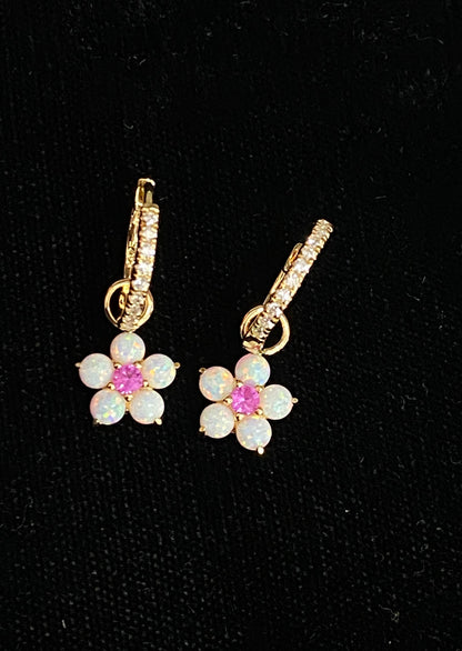 Flower Hoop Earrings (Assorted Colors)