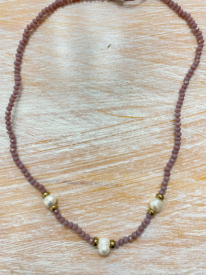 Fern Triple Pearl Necklace (Assorted Colors)
