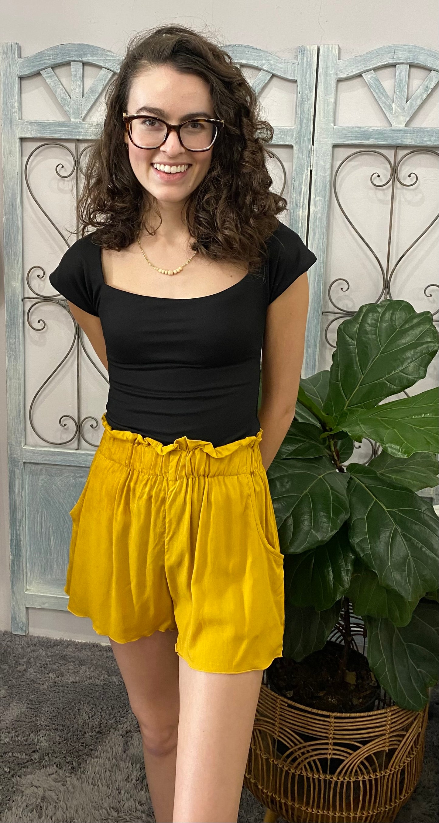 Cozy Tie Dye Mustard Shorts