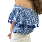 Off The Shoulder Blue Coral Top