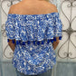 Off The Shoulder Blue Coral Top