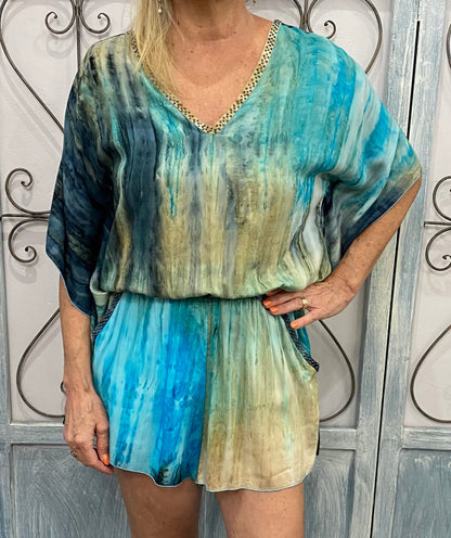 Beaded Tie Dye Romper
