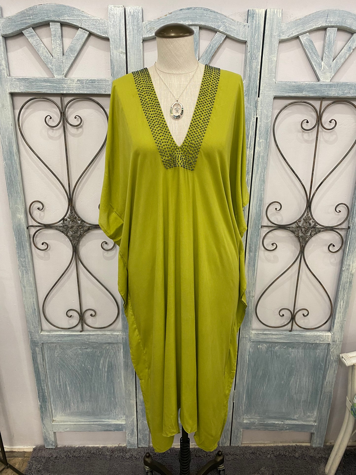Lou Lime Long Caftan Dress