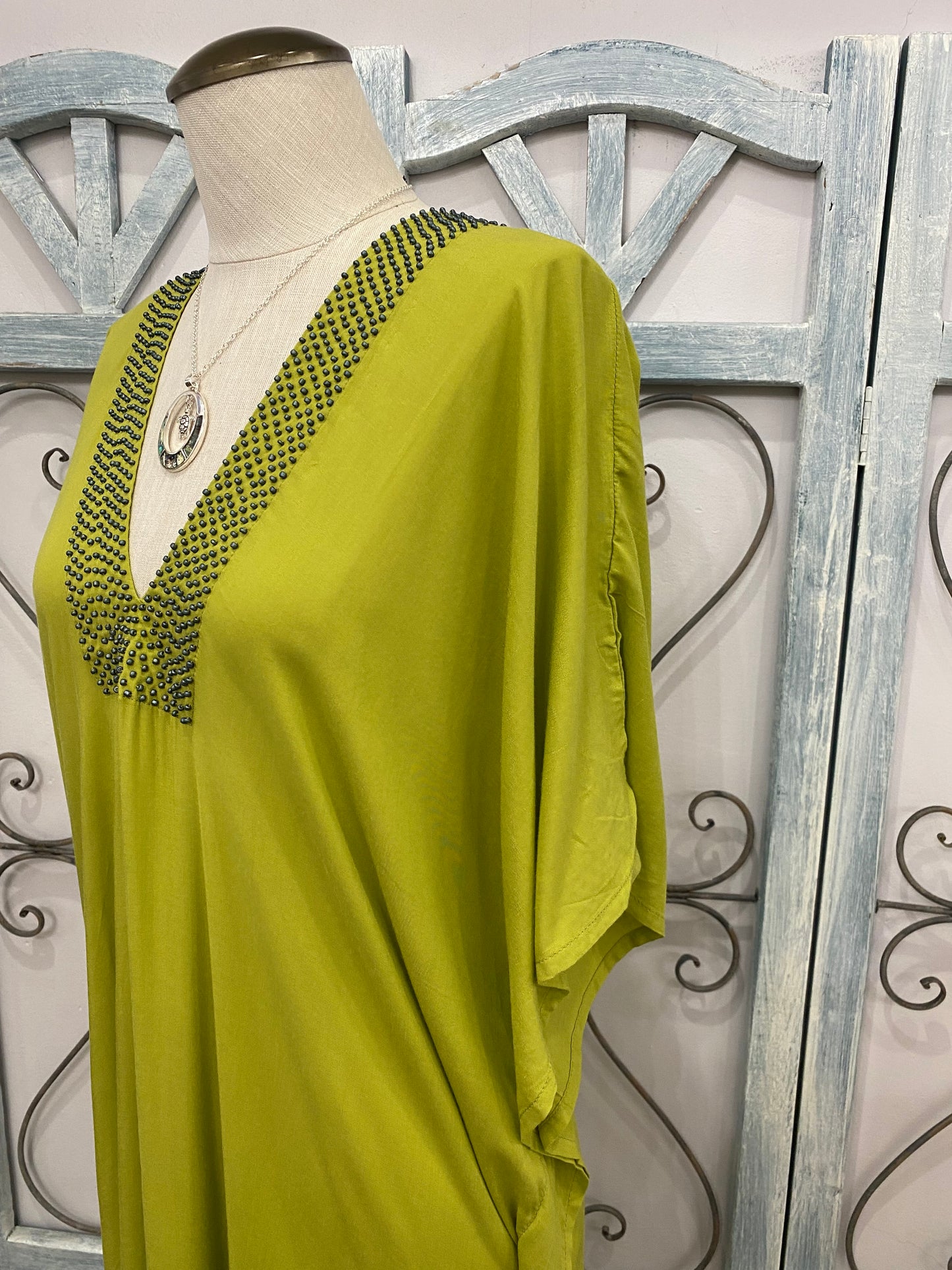 Lou Lime Long Caftan Dress