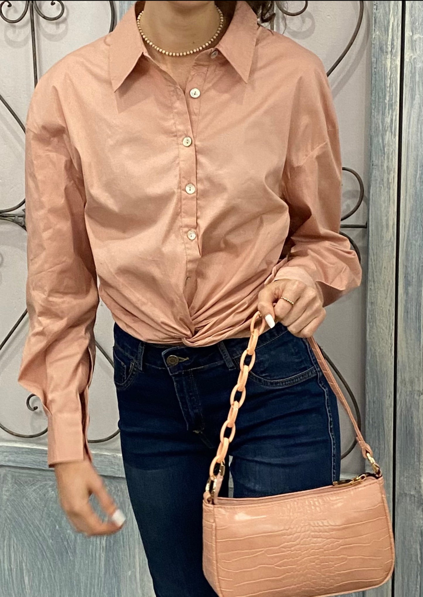 Kimberly Long Sleeve Button Down Twist Top