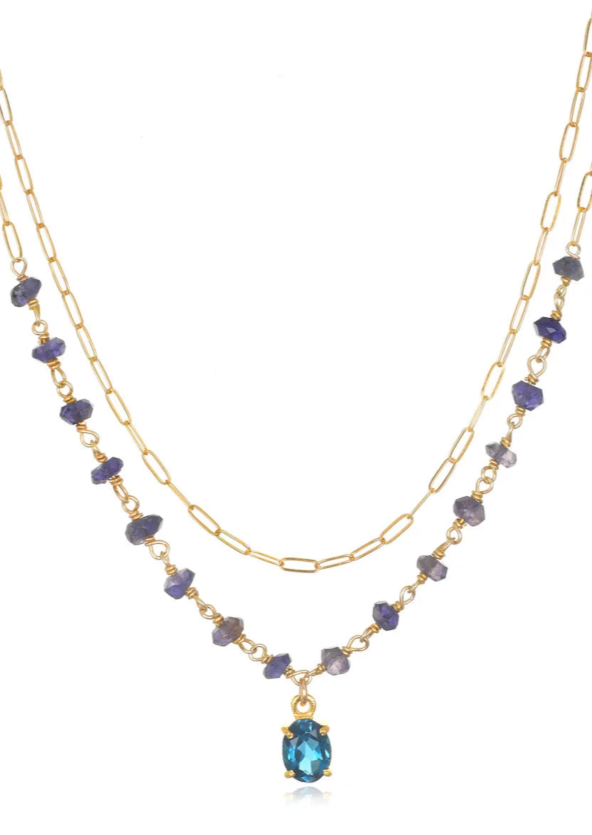 Layered Gemstone Necklace (Assorted Colors)