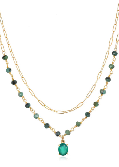 Layered Gemstone Necklace (Assorted Colors)