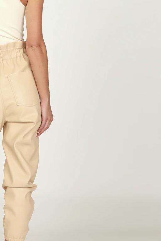 Camel Faux Leather Jogger