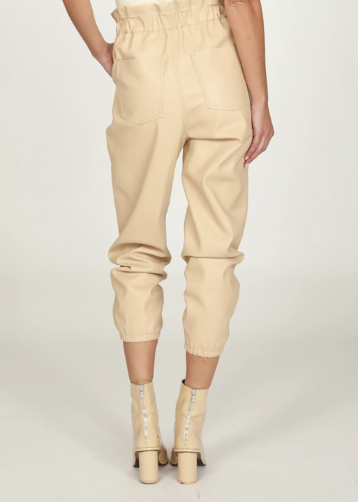 Camel Faux Leather Jogger
