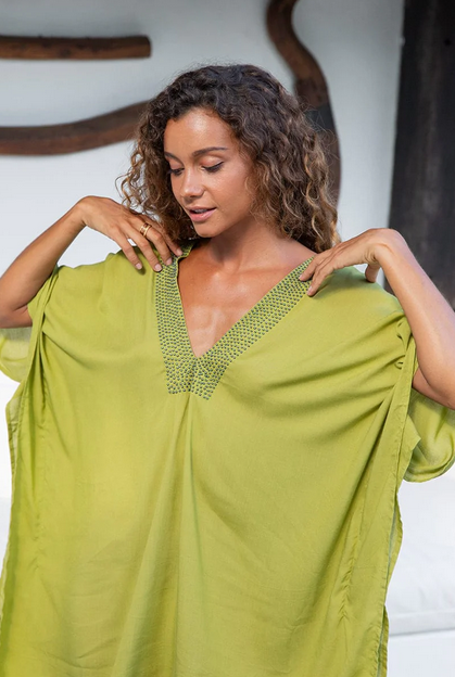 Lou Lime Long Caftan Dress