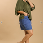 Olive Washed Satin Baloon Sleeve Top (XL-2XL)