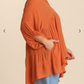 Pumpkin Button Down Tunic Top (XL-2XL)