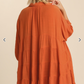 Pumpkin Button Down Tunic Top (XL-2XL)