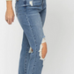 Blue High Waist Destroyed Boyfriend Fit