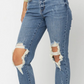 Blue High Waist Destroyed Boyfriend Fit