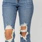 Blue High Waist Destroyed Boyfriend Fit