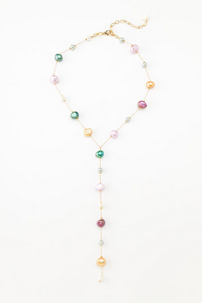 Colorful Pearl Lariat Necklace