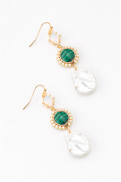 Pearl Malachite Earrings
