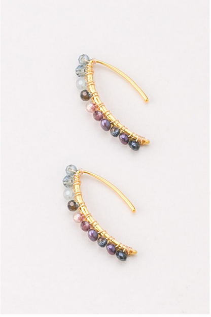 Pearl CZ Bar Earrings