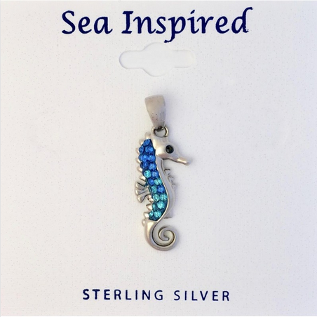 Sterling Silver Crystal Seahorse Pendant