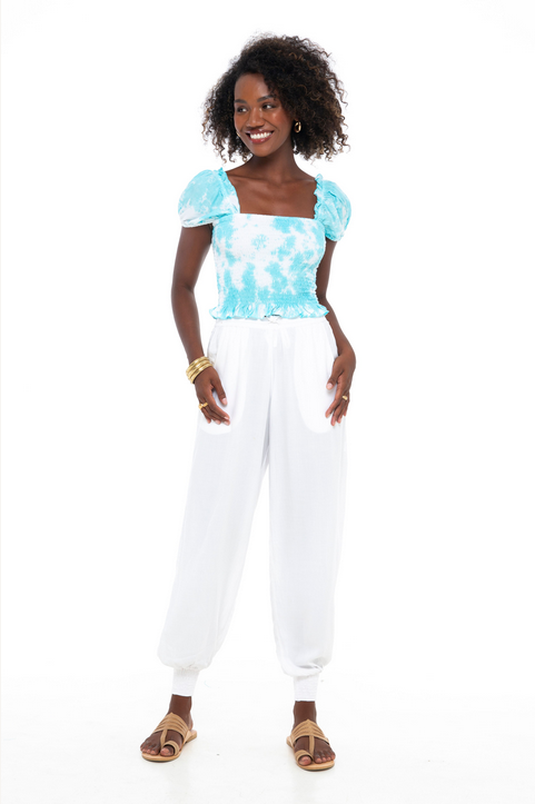 Smocked Skemo Tie Dye Ocean Top