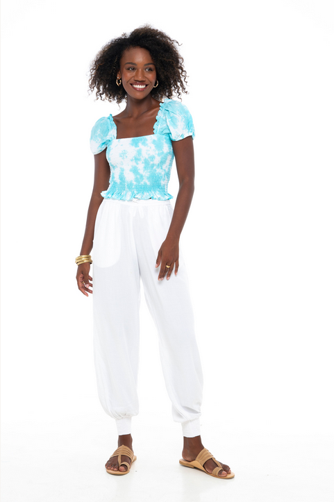 Smocked Skemo Tie Dye Ocean Top
