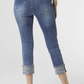 OMG Boyfriend Capri Jeans With Studded Bottom