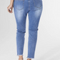 OMG Straight Leg JeanEmbroidered Capri- Medium Denim