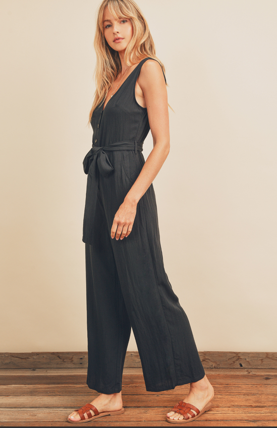 Indigo Sleeveless Button Down Jumpsuit
