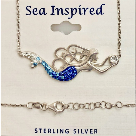 Blue Crystal Mermaid Necklace