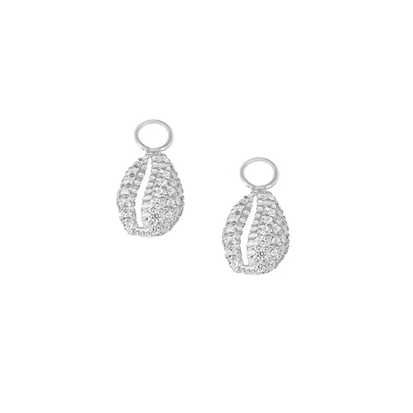 Sterling Silver Hanging Shell Earring Charm (Assorted Colors)