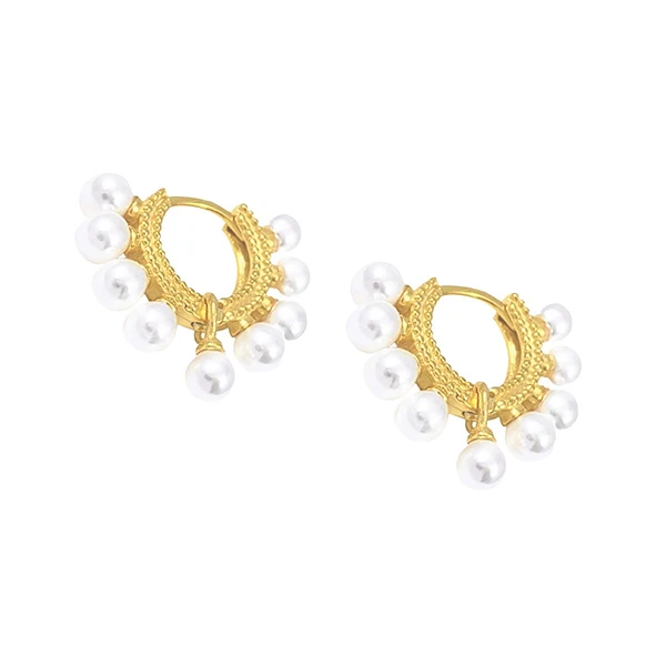 Sterling Silver Palmanova Pearl Hoops (Assorted Colors)