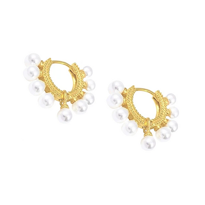 Sterling Silver Palmanova Pearl Hoops (Assorted Colors)