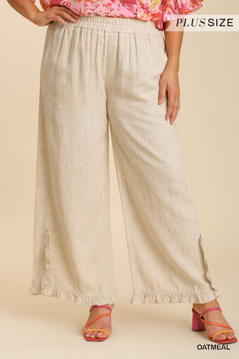 Linen Ruffle Pants (Assorted Colors XL-2XL)