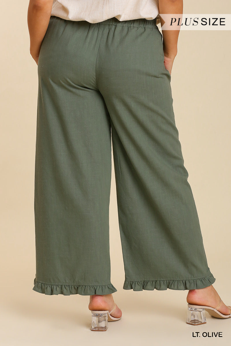 Linen Ruffle Pants (Assorted Colors XL-2XL)