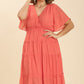 Smocked Short Sleeve Midi Dress (Curvy Sizes)