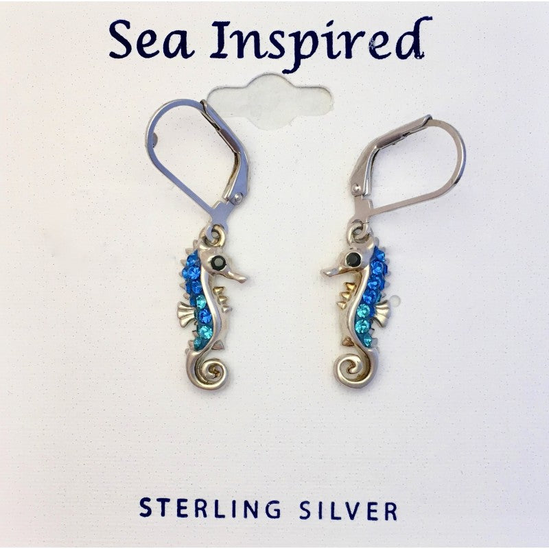 Sterling Silver Crystal Seahorse Earring