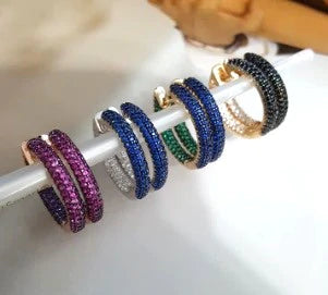 CZ Hoop Earrings (Assorted Colors)