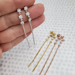 Flower Dangle Chain Earrings (Assorted Colors)